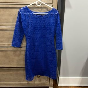 Express, blue, lace midi dress, size S/P.